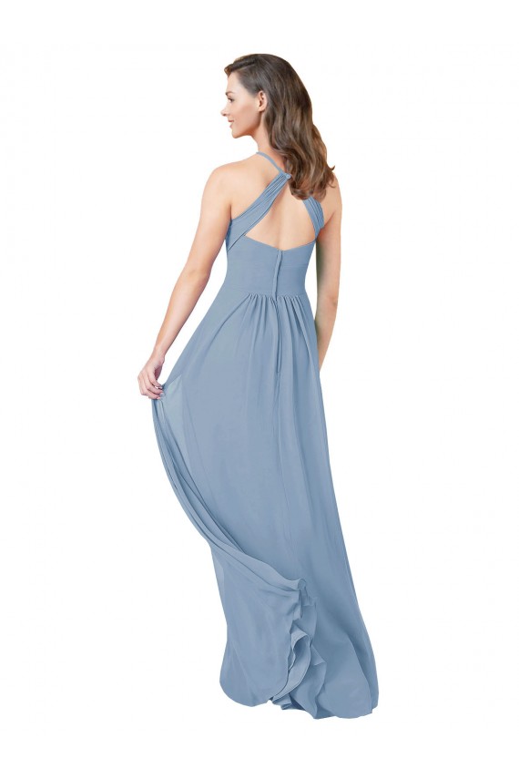 Chiffon A-Line Long Sleeveless Keyhole Back Bridesmaid Gowns Glasgow