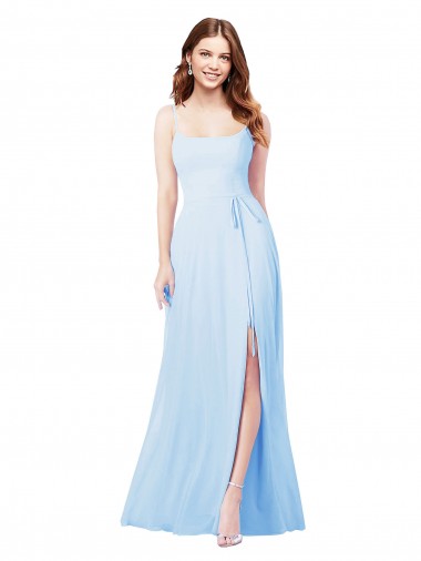 Soft Chiffon Sheath Long Sleeveless Front Side Slit Bridesmaid Dresses Glasgow