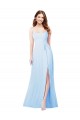 Soft Chiffon Sheath Long Sleeveless Front Side Slit Bridesmaid Dresses Glasgow