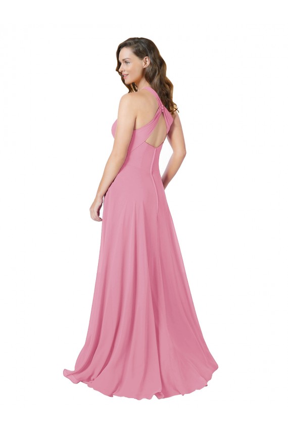 Soft Chiffon A-Line Long Sleeveless Keyhole Back Prom Dress / Bridesmaid Dress Glasgow