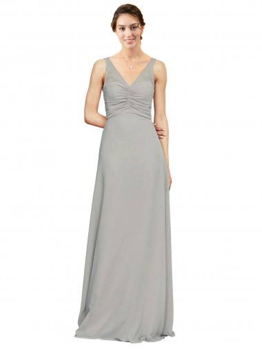 Soft Chiffon A-Line Long Sleeveless Silver Bridesmaid Dress Glasgow