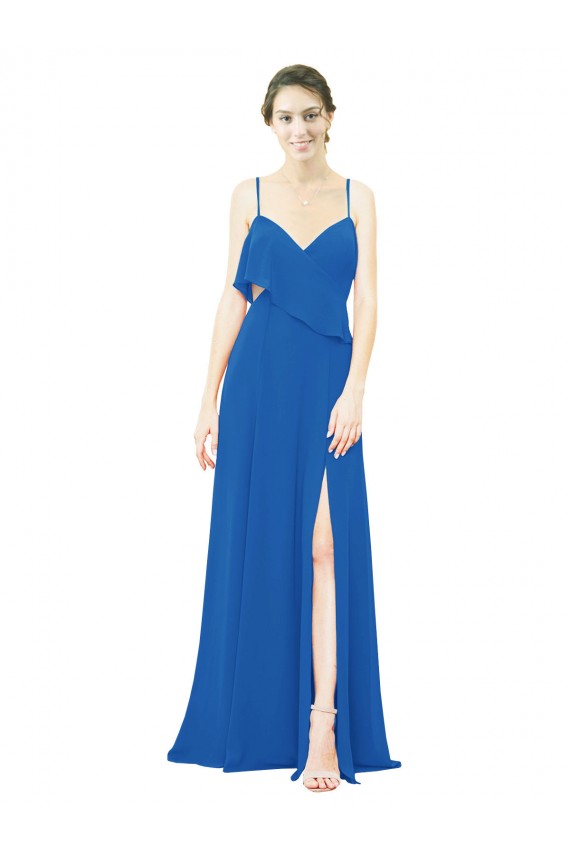 Soft Chiffon A-Line Long Sleeveless Front Slit Bridesmaid Dress Glasgow