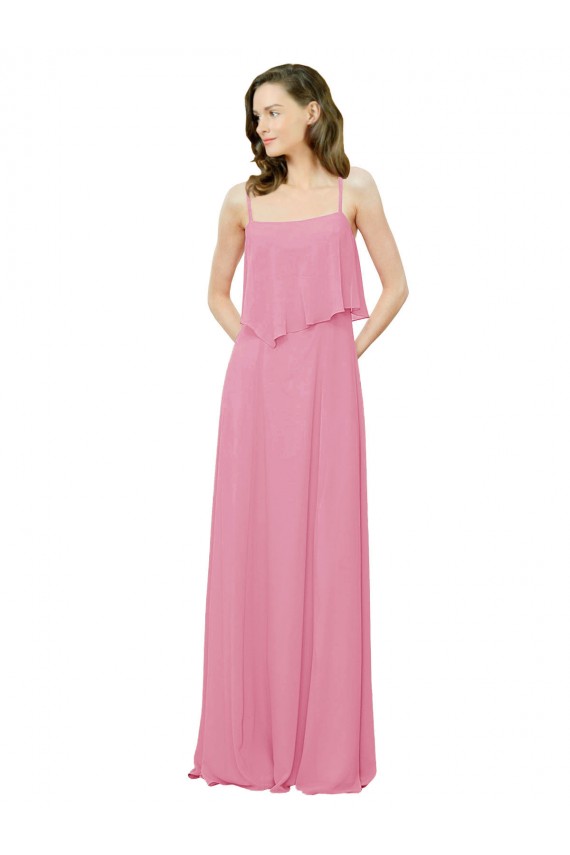 Soft Chiffon A-Line Long Sleeveless Skin Pink Bridesmaid Dress Glasgow
