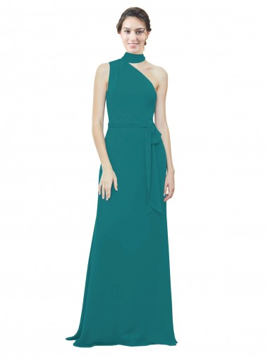 Soft Chiffon A-Line Long Sleeveless Hunter Bridesmaid Dress Glasgow