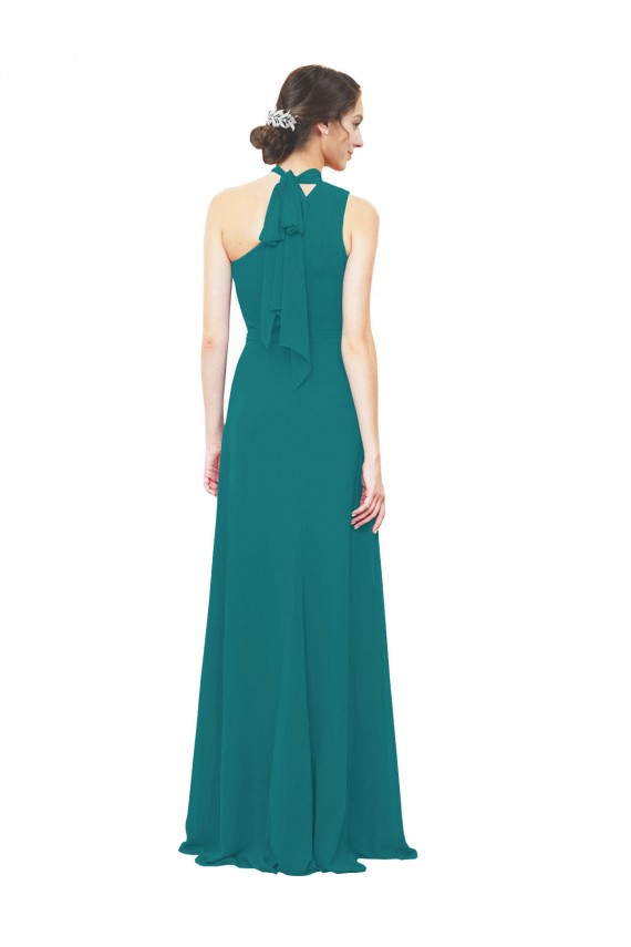 Soft Chiffon A-Line Long Sleeveless Hunter Bridesmaid Dress Glasgow
