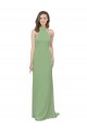 Soft Chiffon A-Line Long Sleeveless Seagrass Formal Dress / Bridesmaid Dress Glasgow