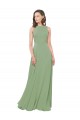 Soft Chiffon A-Line Long Sleeveless Seagrass Bridesmaid Dress Glasgow