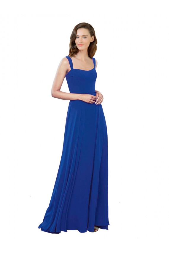 Soft Chiffon A-Line Long Sleeveless Royal Blue Bridesmaid Dress Glasgow