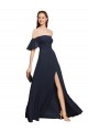 Soft Chiffon A-Line Long Sleeveless Dark Navy Prom Dresses Glasgow