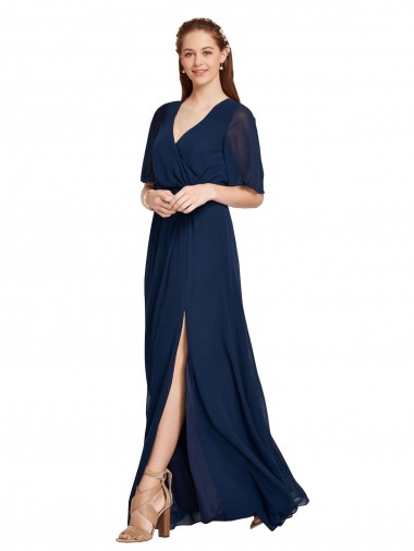Soft Chiffon A-Line Long Flutter Sleeves Bridesmaid Dress / Formal Dress Glasgow