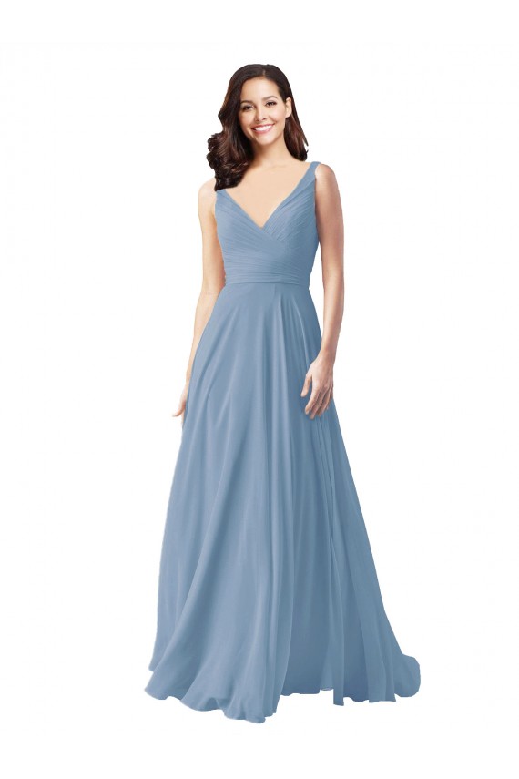 Chiffon A-Line Long Sleeveless Wedding Party Dress Glasgow