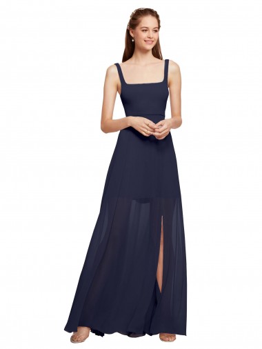 Chiffon A-Line Long Sleeveless Front Slit Bridesmaid Dress / Evening Dress Glasgow