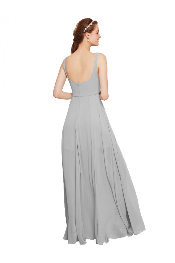 Chiffon A-Line Long Sleeveless Front Slit Bridesmaid Dress / Evening Dress Glasgow