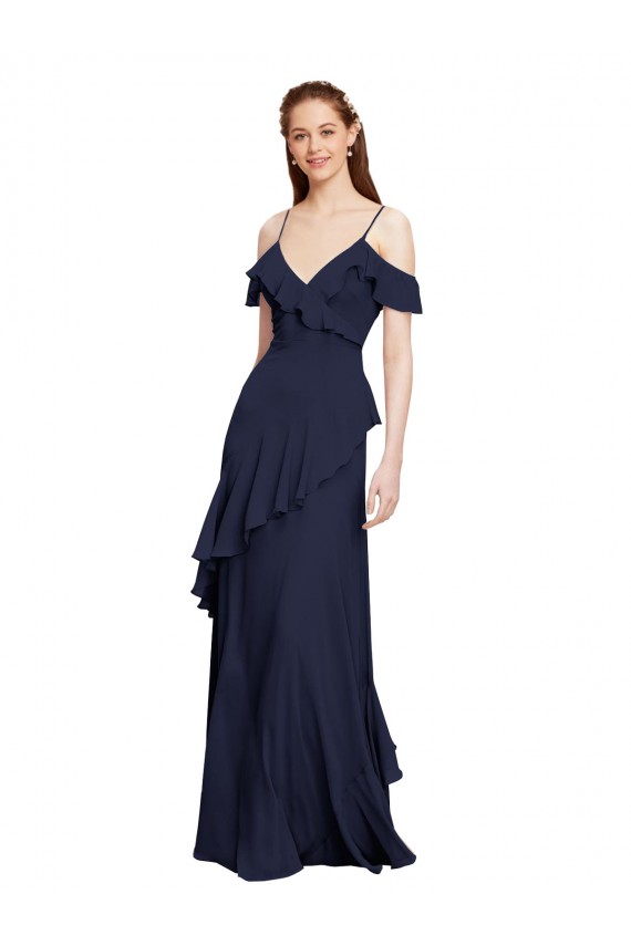 Chiffon A-Line Sleeveless Dark Navy Formal Dresses / Bridesmaid Dresses Glasgow
