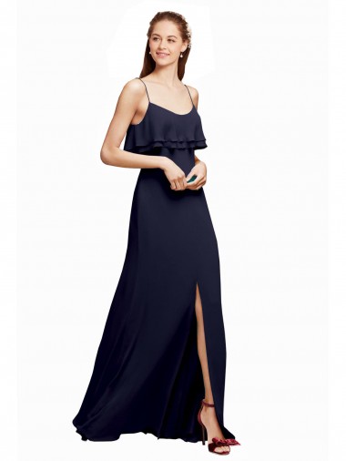 Chiffon A-Line Long Floor Length Sleeveless Spaghetti Straps V-Back Bridesmaid Dresses Glasgow