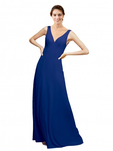 Chiffon A-Line Long Floor Length Sleeveless Low Back Bridesmaid Dress Glasgow