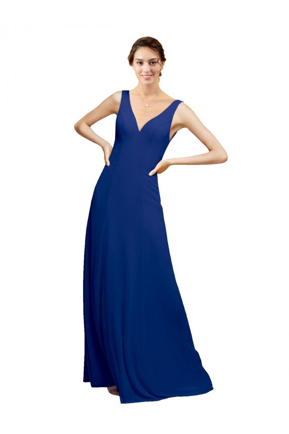 Chiffon A-Line Long Floor Length Sleeveless Low Back Bridesmaid Dress Glasgow