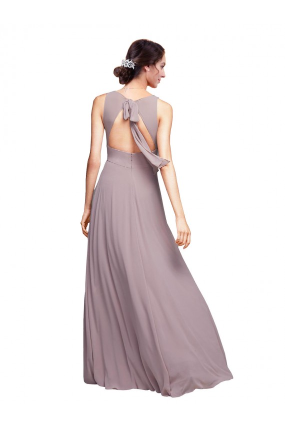 Chiffon A-Line Long Sleeveless Open Back Wedding Guest Dress Glasgow