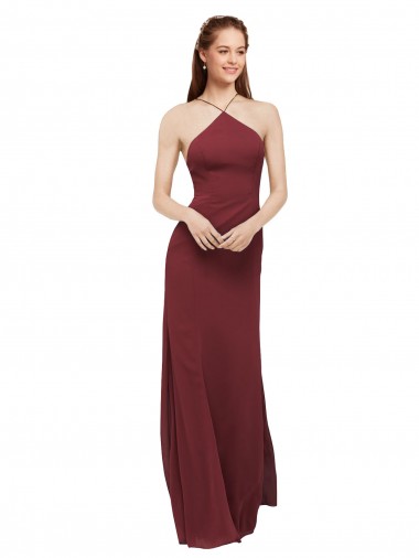 Soft Chiffon Sheath Long Sleeveless Open Back Formal Dress / Bridesmaid Dress Glasgow