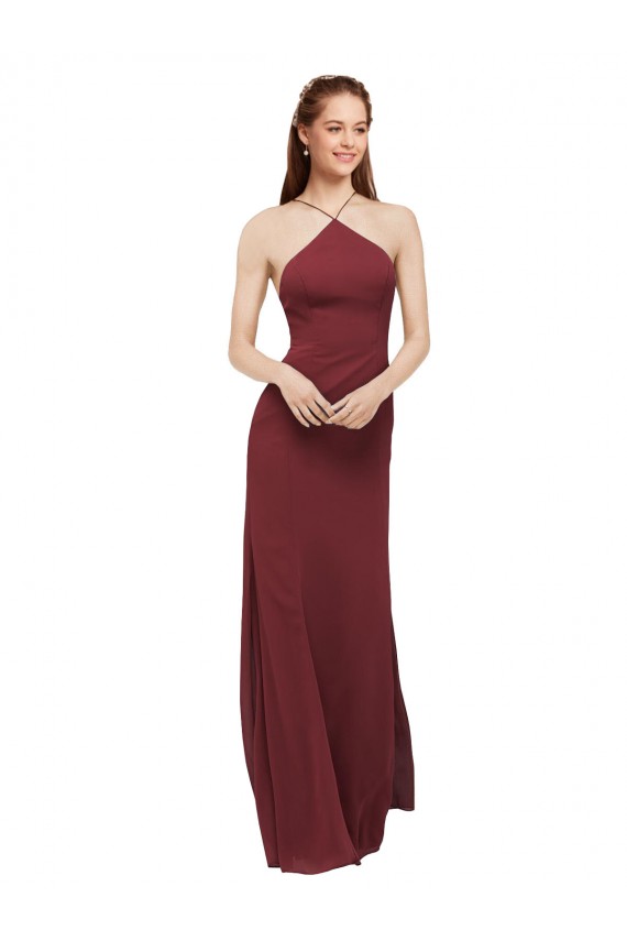 Soft Chiffon Sheath Long Sleeveless Open Back Formal Dress / Bridesmaid Dress Glasgow