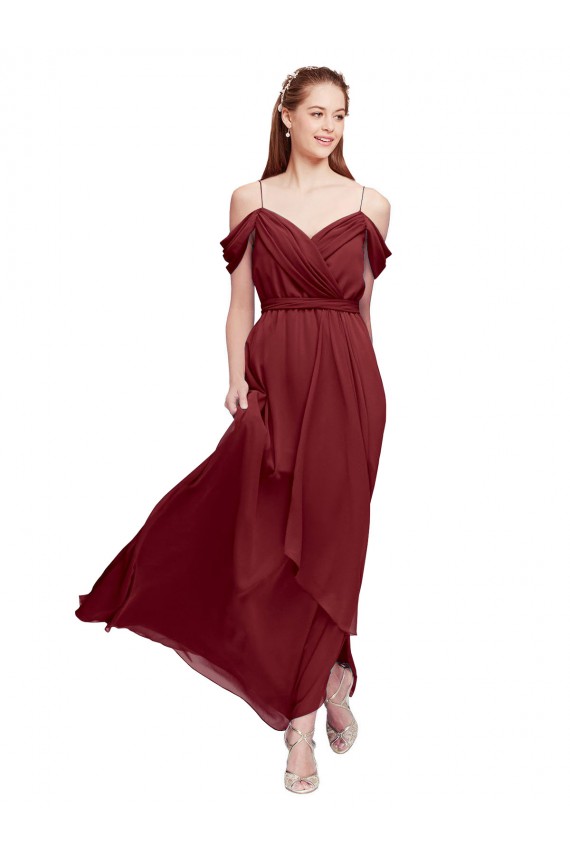 Soft Chiffon Sheath Sheath Sleeveless Burgundy Formal Dress / Bridesmaid Dress Glasgow