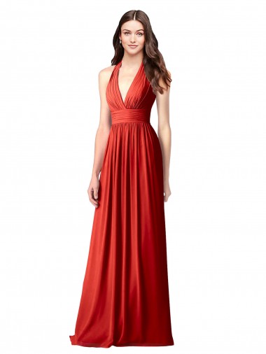 Soft Chiffon A-Line Long Sleeveless Open Back Bridesmaid Dress / Formal Dress Glasgow