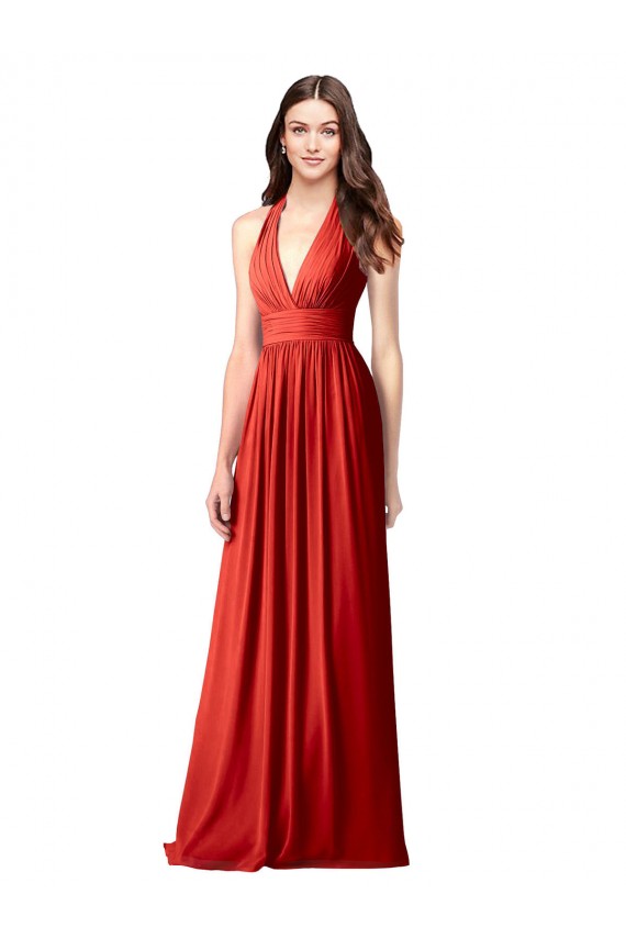Soft Chiffon A-Line Long Sleeveless Open Back Bridesmaid Dress / Formal Dress Glasgow