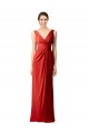 Soft Chiffon Sheath Long Sleeveless V-Back Bridesmaid Dress Glasgow