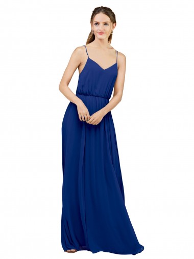 Chiffon A-Line Long Sleeveless Royal Blue Bridesmaid Dress / Evening Dress Glasgow