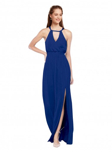 Soft Chiffon A-Line Long Sleeveless High Neck Bridesmaid Dresses Glasgow