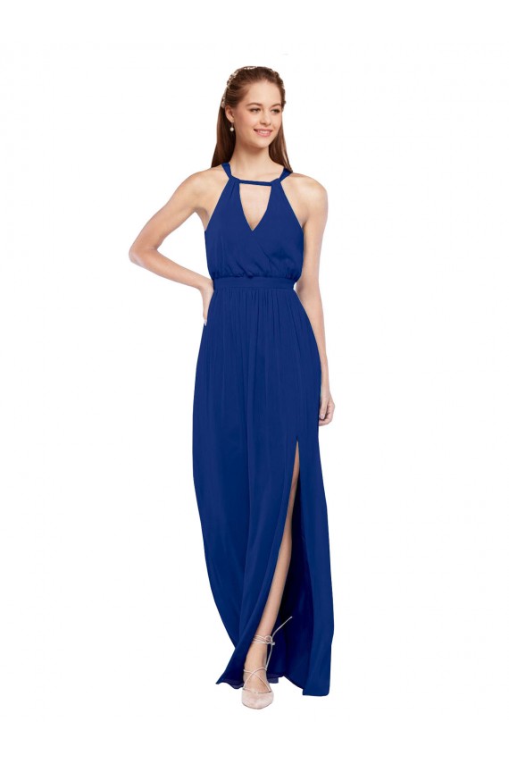 Soft Chiffon A-Line Long Sleeveless High Neck Bridesmaid Dresses Glasgow