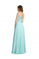 Soft Chiffon & Satin A-Line Long Sleeveless V-Back Bridesmaid Dress Glasgow