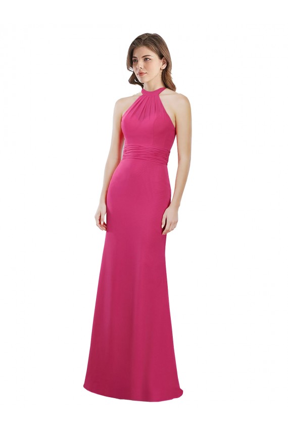 Soft Chiffon Long Sleeveless Criss Cross Open Back Bridesmaid Dress Glasgow