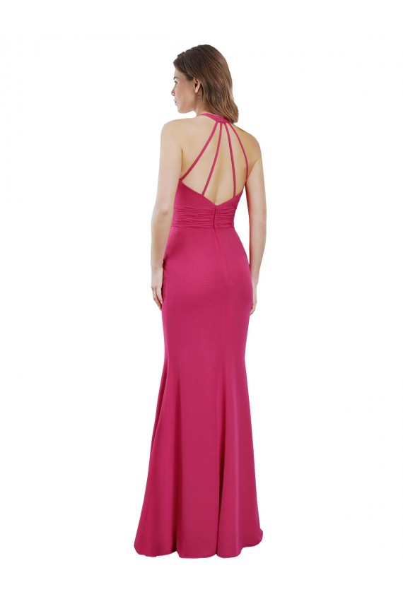 Soft Chiffon Long Sleeveless Criss Cross Open Back Bridesmaid Dress Glasgow