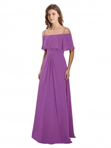 Soft Chiffon A-Line Long Flutter Sleeves Dahlia Bridesmaid Dresses Glasgow