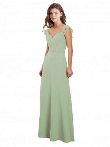 Soft Chiffon A-Line Long Cap Sleeves Low Back Bridesmaid Dress / Formal Dress Glasgow