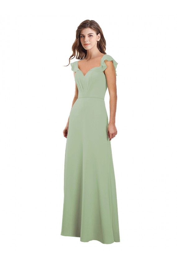 Soft Chiffon A-Line Long Cap Sleeves Low Back Bridesmaid Dress / Formal Dress Glasgow