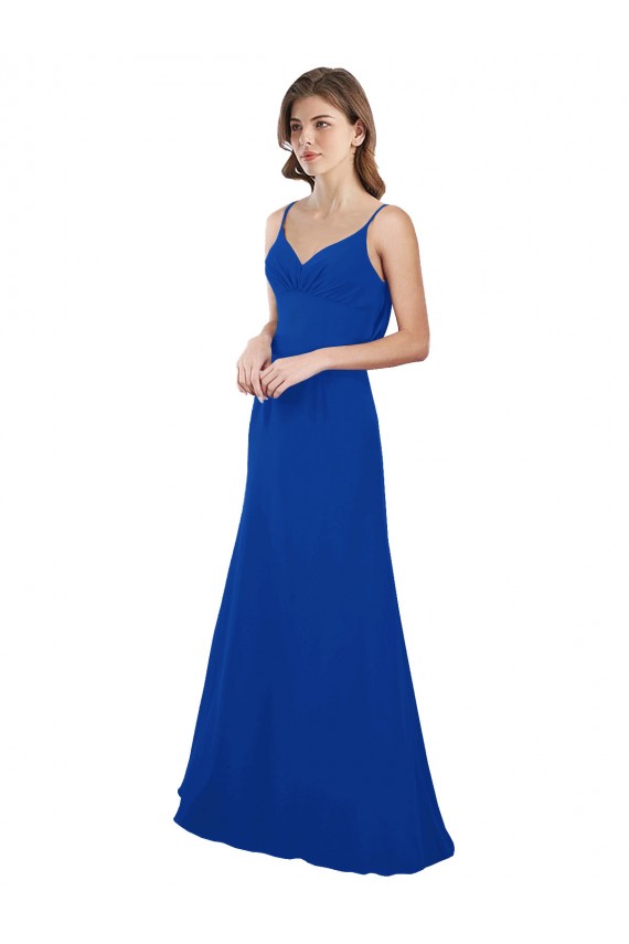 Soft Chiffon A-Line Long Sleeveless Low Back Evening Dress / Bridesmaid Dress Glasgow