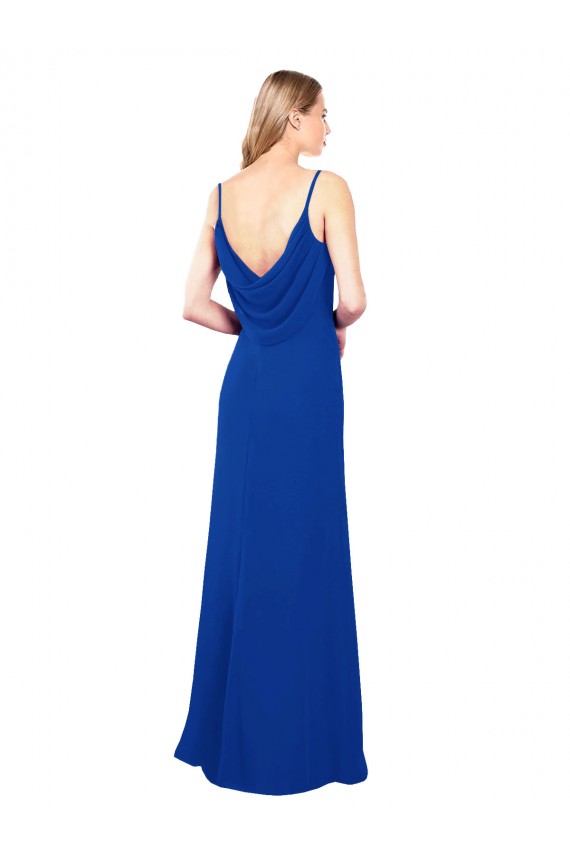Soft Chiffon A-Line Long Sleeveless Low Back Evening Dress / Bridesmaid Dress Glasgow