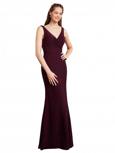 Soft Chiffon Mermaid Long Sleeveless Low Back Burgundy Gold Bridesmaid Dresses Glasgow