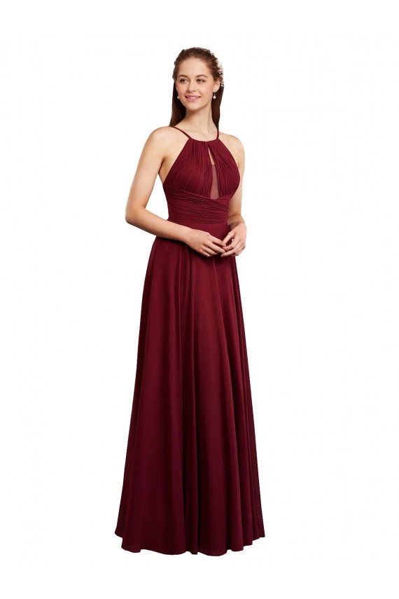 Chiffon A-Line Sleeveless Burgundy Bridesmaid Dress / Evening Dress Glasgow