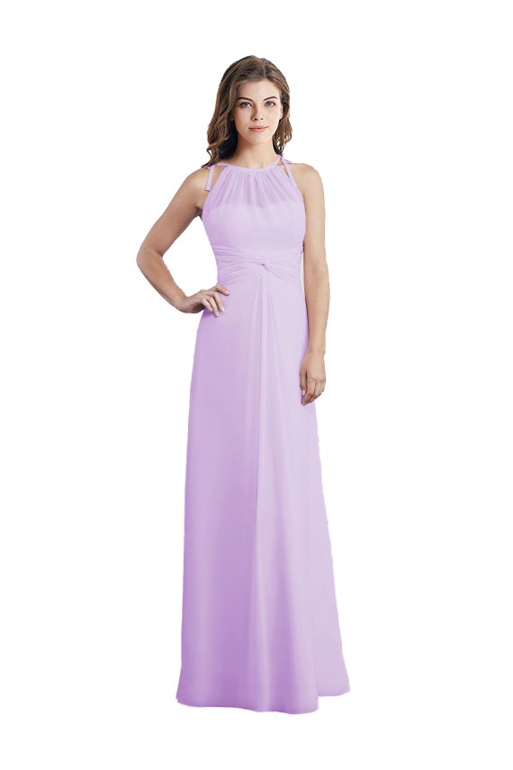 Soft Chiffon A-Line Long Sleeveless Keyhole Back Lilac Bridesmaid Dresses Glasgow