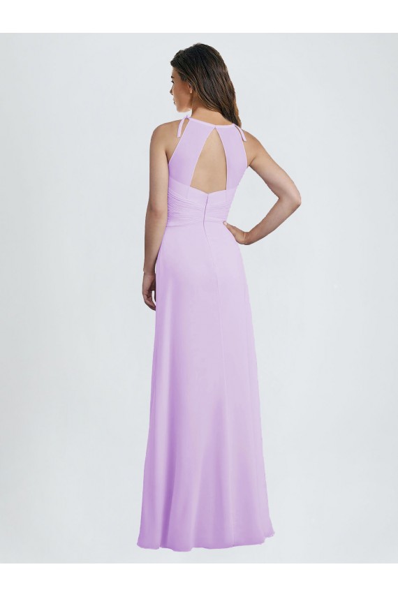 Soft Chiffon A-Line Long Sleeveless Keyhole Back Lilac Bridesmaid Dresses Glasgow