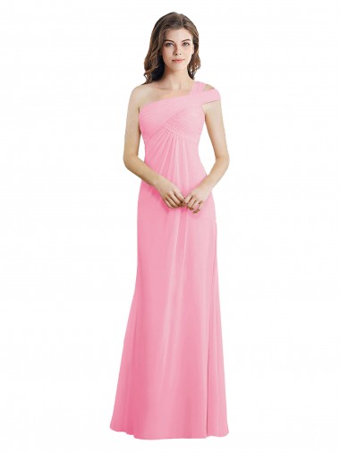 Chiffon A-Line Long Sleeveless One Shoulder Bridesmaid Dresses Glasgow