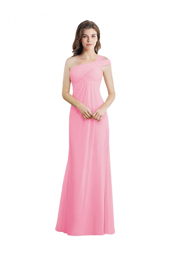 Chiffon A-Line Long Sleeveless One Shoulder Bridesmaid Dresses Glasgow