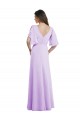 Soft Chiffon A-Line Long Split Sleeves V-Back Bridesmaid Dress Glasgow