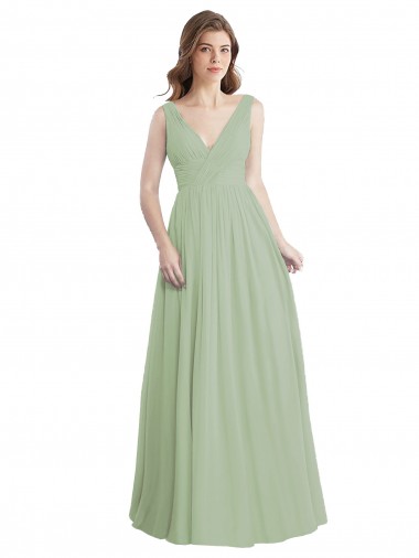 Soft Chiffon A-Line Long Sleeveless V-Back Formal Dress / Bridesmaid Dress Glasgow