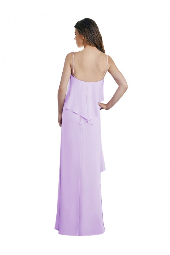 Chiffon Long Sleeveless Low Back Bridesmaid Dress / Evening Dress Glasgow