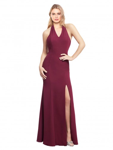 Soft Chiffon Mermaid Long Sleeveless Open Back Side Slit Bridesmaid Dresses Glasgow