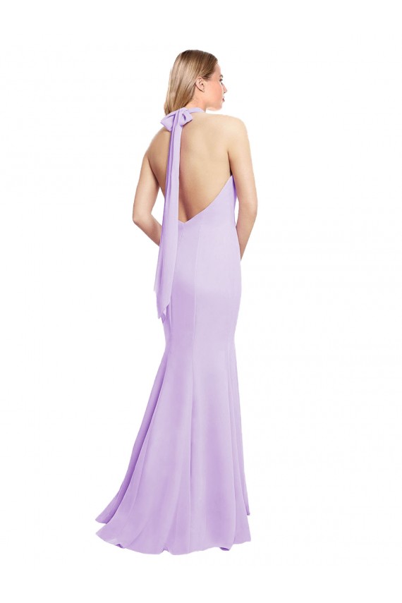 Soft Chiffon Mermaid Long Sleeveless Open Back Side Slit Bridesmaid Dresses Glasgow
